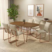 Conjunto de Sala de Jantar 6 Cadeiras Concept Carraro Freijó Rosê