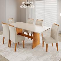 Conjunto de Sala de Jantar 6 Lugares Tampo de MDP Atria Yescasa Bege/Mel/Blonde Conjunto de Sala de Jantar 6 Lugares Tampo de MDP Atria Yescasa Bege/Mel/Blonde