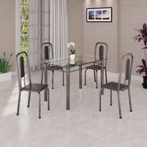 Conjunto de Sala de Jantar com 4 Cadeiras Lívia Prata/Preto Conjunto de Sala de Jantar com 4 Cadeiras Lívia Prata/Preto