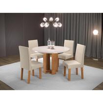 Conjunto De Sala De Jantar Com Mesa Redonda E 4 Cadeiras Bege Mel Blonde Chiara Venus Conjunto De Sala De Jantar Com Mesa Redonda E 4 Cadeiras Bege Mel Blonde Chiara Venus