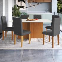 Conjunto De Sala De Jantar Fidelitá Itália 170 Cm Com 6 Cadeiras Freijó/Off-White Assento Grafite