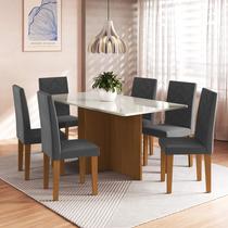 Conjunto De Sala De Jantar Fidelitá Itália 170 Cm Com 6 Cadeiras Freijó/Off-White Assento Grafite Conjunto De Sala De Jantar Fidelitá Itália 170 Cm Com 6 Cadeiras Freijó/Off-White Assento Grafite