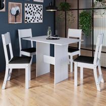Conjunto De Sala De Jantar Fidelitá Siena Com 4 Cadeiras Branco Assento Preto