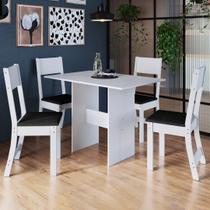 Conjunto De Sala De Jantar Fidelitá Siena Com 4 Cadeiras Branco Assento Preto - Fidelitá Móveis