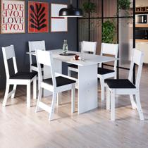 Conjunto De Sala De Jantar Fidelitá Siena Com 6 Cadeiras Branco Assento Preto - Fidelitá Móveis