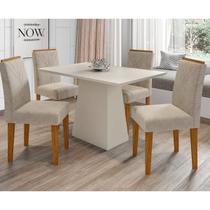 Conjunto De Sala De Jantar Jasmin Mesa De 1,20m Com 4 Cadeiras Amanda Cor Off White Ypê WD25 New Ceval