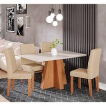 Conjunto de Sala de Jantar Larissa 95x95cm com Tampo de Vidro e 4 Cadeiras Maia Cimol (Cinamomo/Off White/Gengibre) Conjunto de Sala de Jantar Larissa 95x95cm com Tampo de Vidro e 4 Cadeiras Maia Cimol (Cinamomo/Off White/Gengibre)