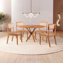 Conjunto de Sala de Jantar Mesa 120 cm com 4 Cadeiras Ava Marrom/Caramelo Conjunto de Sala de Jantar Mesa 120 cm com 4 Cadeiras Ava Marrom/Caramelo