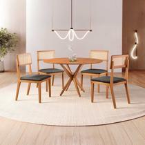 Conjunto de Sala de Jantar Mesa 120 cm com 4 Cadeiras Ava Marrom/Preto