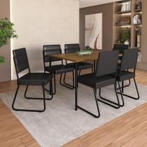 Conjunto de Sala de Jantar Milano 6 Lugares Tampo em MDP Preto 120cm Móveis Carraro Conjunto de Sala de Jantar Milano 6 Lugares Tampo em MDP Preto 120cm Móveis Carraro