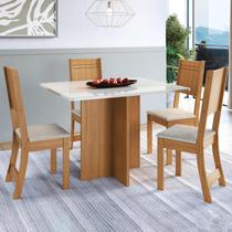 Conjunto de sala de jantar predilleta atenas 110 cm com 4 cadeiras freijó/off-white assento linho Conjunto de sala de jantar predilleta atenas 110 cm com 4 cadeiras freijó/off-white assento linho