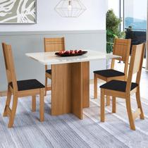 Conjunto de sala de jantar predilleta atenas 110 cm com 4 cadeiras freijó/off-white assento preto