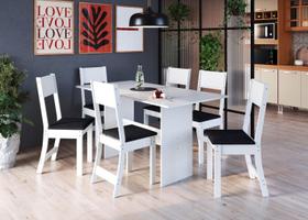 Conjunto de sala de jantar predilleta karla 1,50 c/6 cadeiras branca Conjunto de sala de jantar predilleta karla 1,50 c/6 cadeiras branca