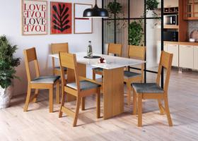 Conjunto de sala de jantar predilleta karla 1,50 c/6 cadeiras freijo off