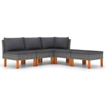 Conjunto de Sala de Jardín Casafoyer Poliratán Gris 5 Piezas Conjunto de Sala de Jardín Casafoyer Poliratán Gris 5 Piezas