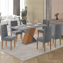 Conjunto de Sala Versailles 1,60 6 com Cad Olympe 100 MDF Tampo de Vidro Conjunto de Sala Versailles 1,60 6 com Cad Olympe 100 MDF Tampo de Vidro