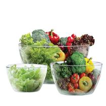 Conjunto de Saladeira de Vidro - Fruteira de Mesa Bowl Tropical 3 Pcs Ruvolo