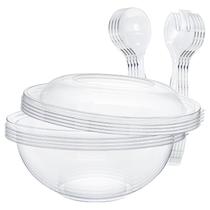 Conjunto de saladeiras EcoDispose Clear Plastic 4x160ml com tampa e utensílios Conjunto de saladeiras EcoDispose Clear Plastic 4x160ml com tampa e utensílios