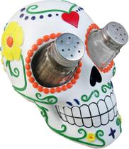 Conjunto de saleiro e pimenteiro DWK Sugar Skull de 7 polegadas