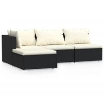 Conjunto de Salón para Patio Casafoyer de 4 Piezas en Rattan Sintético Negro Conjunto de Salón para Patio Casafoyer de 4 Piezas en Rattan Sintético Negro