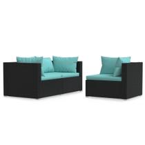 Conjunto de Salón para Patio Casafoyer en Polirratán Negro con Cojines