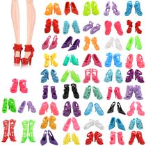 Conjunto de sapatos de boneca modernos, 50 pares de cores variadas de 11,5 polegadas Conjunto de sapatos de boneca modernos, 50 pares de cores variadas de 11,5 polegadas