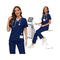 Conjunto De Scrubs Médicos Femininos Antirrugas Laváveis E Macios Para Enfermeiras Veterinárias E