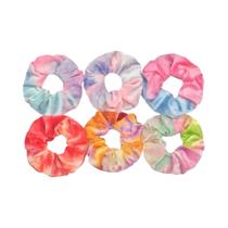 Conjunto De Scrunchies De Veludo Feminino 10/6, Laços Elásticos Em Cores Sólidas E Tie Dye Para
