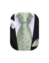 Conjunto de seda floral Necktie Barry.Wang Sage Green Conjunto de seda floral Necktie Barry.Wang Sage Green
