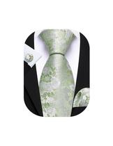 Conjunto de seda floral verde Necktie Barry.Wang Sage 150 cm Conjunto de seda floral verde Necktie Barry.Wang Sage 150 cm