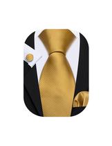 Conjunto de seda Necktie Barry.Wang Gold Stripe 150 cm x 8,5 cm Conjunto de seda Necktie Barry.Wang Gold Stripe 150 cm x 8,5 cm