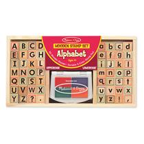 Conjunto de selos alfabéticos Melissa & Doug Wooden 56 carimbos para crianças a partir de 4 anos