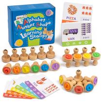 Conjunto de selos com número do alfabeto KDSFT para crianças com cartões didáticos