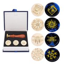 Conjunto de selos de cera SWANGSA, 4 cabeças, cabo de madeira de 2,5 cm Conjunto de selos de cera SWANGSA, 4 cabeças, cabo de madeira de 2,5 cm