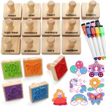 Conjunto de selos de madeira Coogam Friendship para meninas de 3 a 5 anos com 20 unidades Conjunto de selos de madeira Coogam Friendship para meninas de 3 a 5 anos com 20 unidades