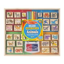 Conjunto de selos Melissa & Doug Deluxe Wooden Animals 30 selos