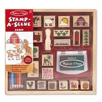 Conjunto de selos Melissa & Doug Stamp-a-Scene Farm com 20 carimbos Conjunto de selos Melissa & Doug Stamp-a-Scene Farm com 20 carimbos