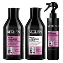 Conjunto de shampoo, condicionador e spray Redken Acidic Color Gloss