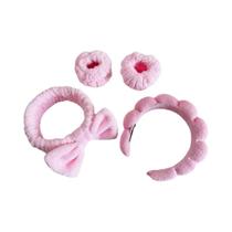 Conjunto De Shampoo Feminino Moderno Com Protetores De Pulso, Faixa De Cabelo Para Coque E Faixa De