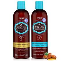 Conjunto de shampoo reparador+condicionador HASK ARGAN OIL para todos os tipos de cabelo, sem cor, sem glúten, sem sulfato, sem parabenos, sem crueldade - 1 shampoo e 1 condicionador