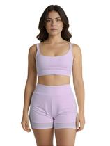 Conjunto de Short Duplo Fitness Academia Treino Feminino Cor:LilasTamanho:GG
