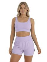 Conjunto de Short Duplo Fitness Academia Treino Feminino Cor:LilasTamanho:M