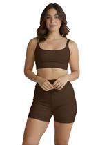 Conjunto de Short Duplo Fitness Academia Treino Feminino Cor:MarromTamanho:M Conjunto de Short Duplo Fitness Academia Treino Feminino Cor:MarromTamanho:M