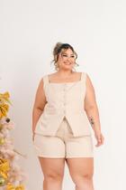 Conjunto De Short e Blusa Feminina Plus Size Alfaiataria - Conjunto De Short e Blusa Feminina Plus Size Alfaiataria -