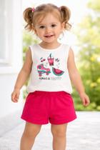 Conjunto De Short E Blusa Regatinha Marca Pipa/ Kyly Fresquinho Tamanho 1 ao 8 Infantil Menina Bebê