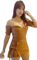 Conjunto de short saia com cropped com muita lycra