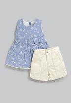 Conjunto de Shorts Azul Menina Anjos Baby