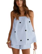 Conjunto de shorts calbatic Polka Dot Summer Lounge Cotton