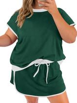 Conjunto de shorts de 2 peças Beautife Women's Plus Size Color Block Conjunto de shorts de 2 peças Beautife Women's Plus Size Color Block