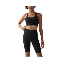 Conjunto De Shorts De Yoga De Cintura Alta Para Mulheres Com Top De Sutiã Cruzado, Roupas De Fitness